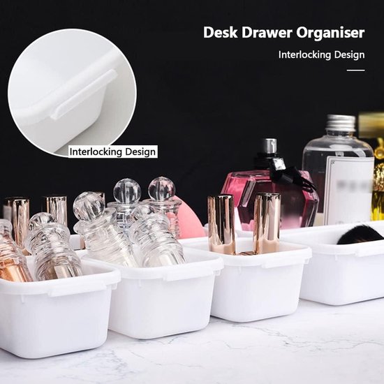 SMARTAKE 16-delige lade-organizer met antislip siliconen pads, 5-size bureaulade organizer trays opberglade voor make-up, sieraden, gebruiksvoorwerpen in slaapkamer, dressoir, kantoor en keuken