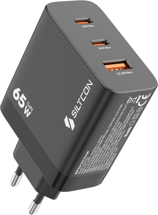 Goobay 64753 USB-C PD Nano Multiport Snellader 65W - 2x USB-C + USB-A, Zwart