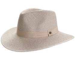 Serenity Fedora Zonnehoed Dames Kreukbestendig Reisvriendelijk Heren Zomerhoed House of Ord - Maat: L-XL: 61 cm - Taupe/White