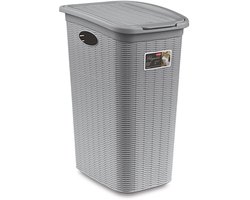 Wasmand met deksel 'Elegance' - 36 Liter - Met ventilatie - Handgrepen - Grijs