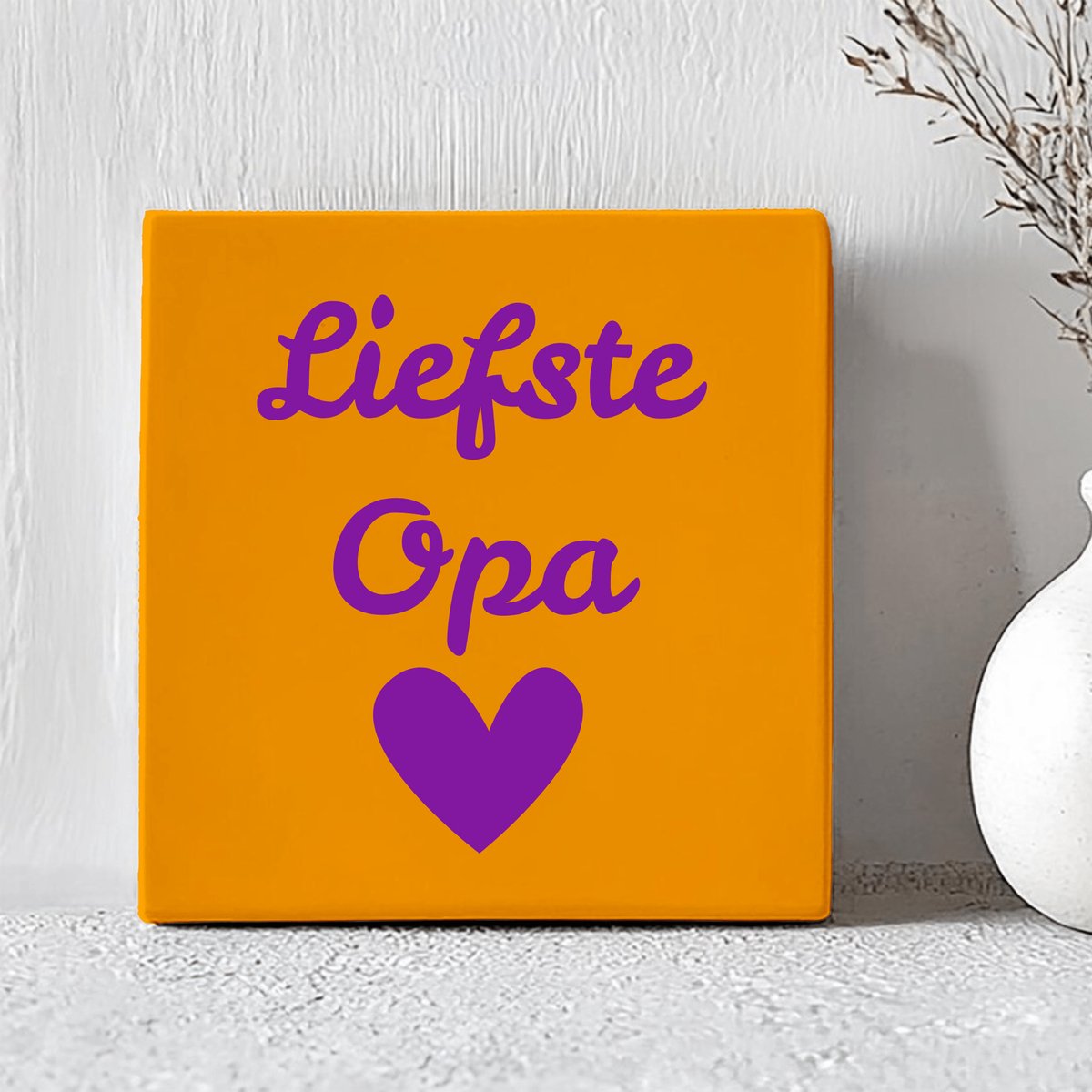 Printazzy - Tegeltjes met Tekst - Liefste Opa - Vaderdag Cadeau - Decoratie Woonkamer - Onderzetters voor Glazen - Gepersonaliseerd Cadeau - Oranje