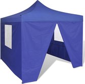 Opvouwbare tent 3 x 3 m met 4 zijwanden (Blauw)