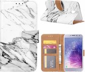 Samsung Galaxy J4 (2018) Marmer Design Booktype Kunstleer Hoesje Met Pasjesruimte