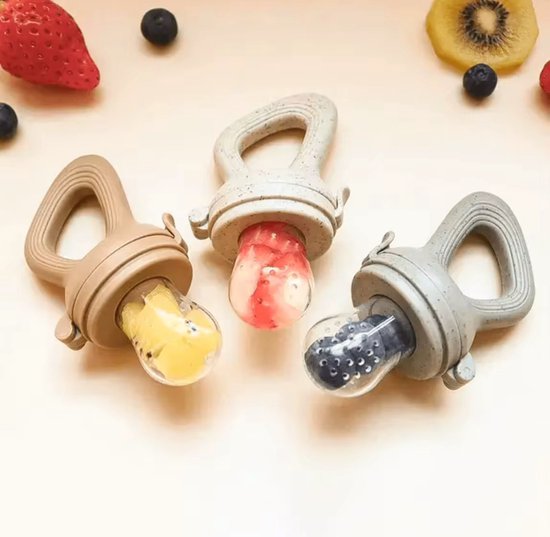 Sucette - Sucette Fruit - Sachet à grignoter - Nourriture pour bébé - Sans BPA et 100 % Siliconen - Sucette bébé - Fruit Bébé - beige