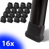 16 stuks stoelpootdoppen, vierkant, stoelglijders, siliconen beschermkappen voor stoelpoten met vilt, stoelpootbeschermers, vilten doppen voor stoelen (geschikt voor zijlengte 20-27 mm