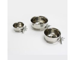 Junai.nl RVS voer/drinkbakjes met schroefklem 300 ML