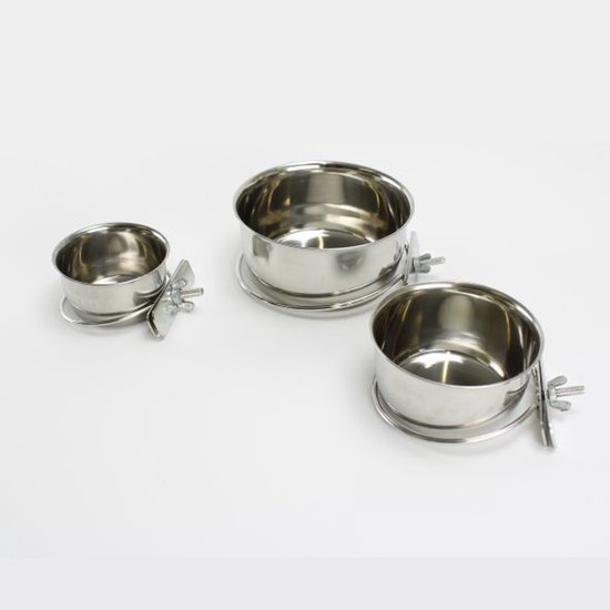 Junai.nl RVS voer/drinkbakjes met schroefklem 300 ML