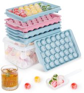 Bac à glaçons avec couvercle (3 pièces) - 99 glaçons ronds - Incl. Seau à glace avec couvercle et pelle - Rose & Blauw