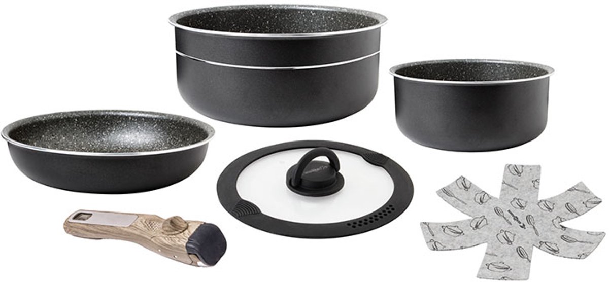Brunner Pirate Spacemaster Camping Pannenset - Ø24 - 6 Delig - Stapelbaar - Aluminium - PFOA Vrij
