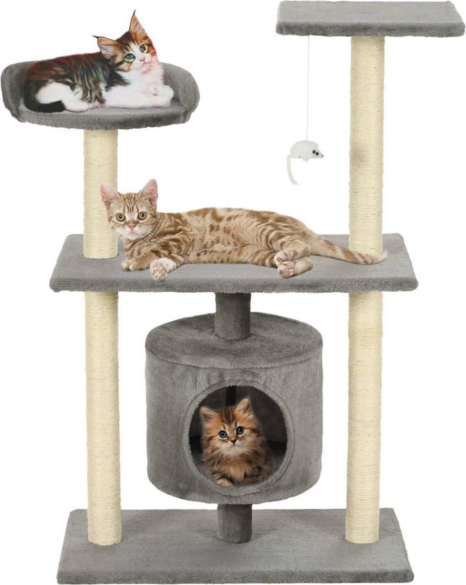 VidaXL Kattenkrabpaal Met Sisal Krabpalen - Grijs - 95 cm