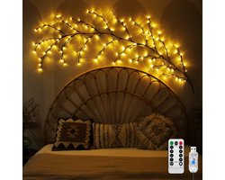 Wilgenboom Fee Lichten, 8 Modes USB Wilgenboom Lichten met Afstandsbediening, Timer, 144 LED Buigbare Kunstmatige Boomtakken Lichten, Indoor Wanddecoratie, Esthetische Kamer, Slaapkamer