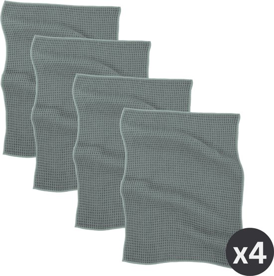 Tiseco Home Studio - Torchon ESSENTIALS - SET/4 - 85% PE, 15% PA - tissu microfibre - ultra absorbant - séchage rapide - matériau résistant - 40x60 cm - Greenstone