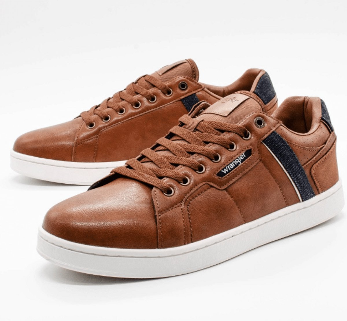Wrangler Heren Sneaker Kit Men Low Tortoise Shell Cognac Bruin