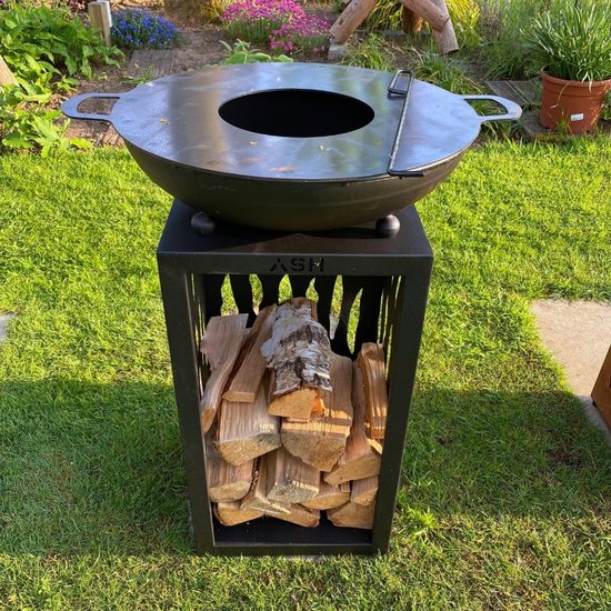 ASH - Glow - Plancha BBQ - Buitenkeuken - Barbecue Met houtopslag - Buitenkoken - Zwart - Vuurschaal BBQ - Vuurkorf - Plancha ring - Sfeerhaard - Plancha Bakken van ASH — afbeelding 4