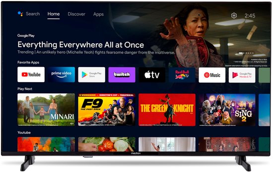 MEDION 80 cm (32 inch) Full HD TV (Android TV, Smart TV, HDR, Netflix, Prime Video, PVR, Bluetooth, MD832100)