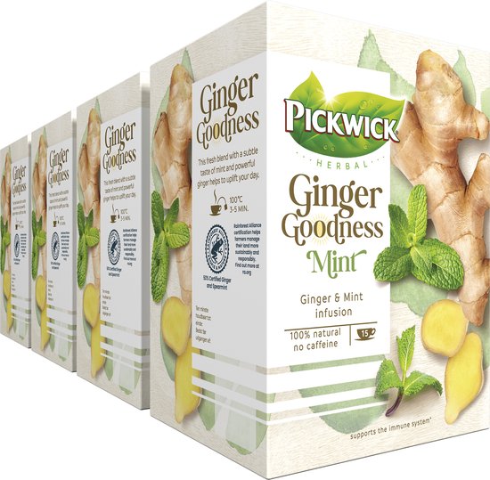 Pickwick Ginger Goodness Mint Kruidenthee - 15 x 4 theezakjes