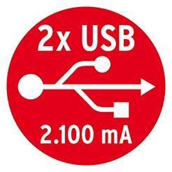 Desktop-Power USB-charger 2 USB-laadaansluiting 2100mA 2-voudig zwart gepolijst 1,8m H05VV-F 3G1,5 - Brennenstuhl