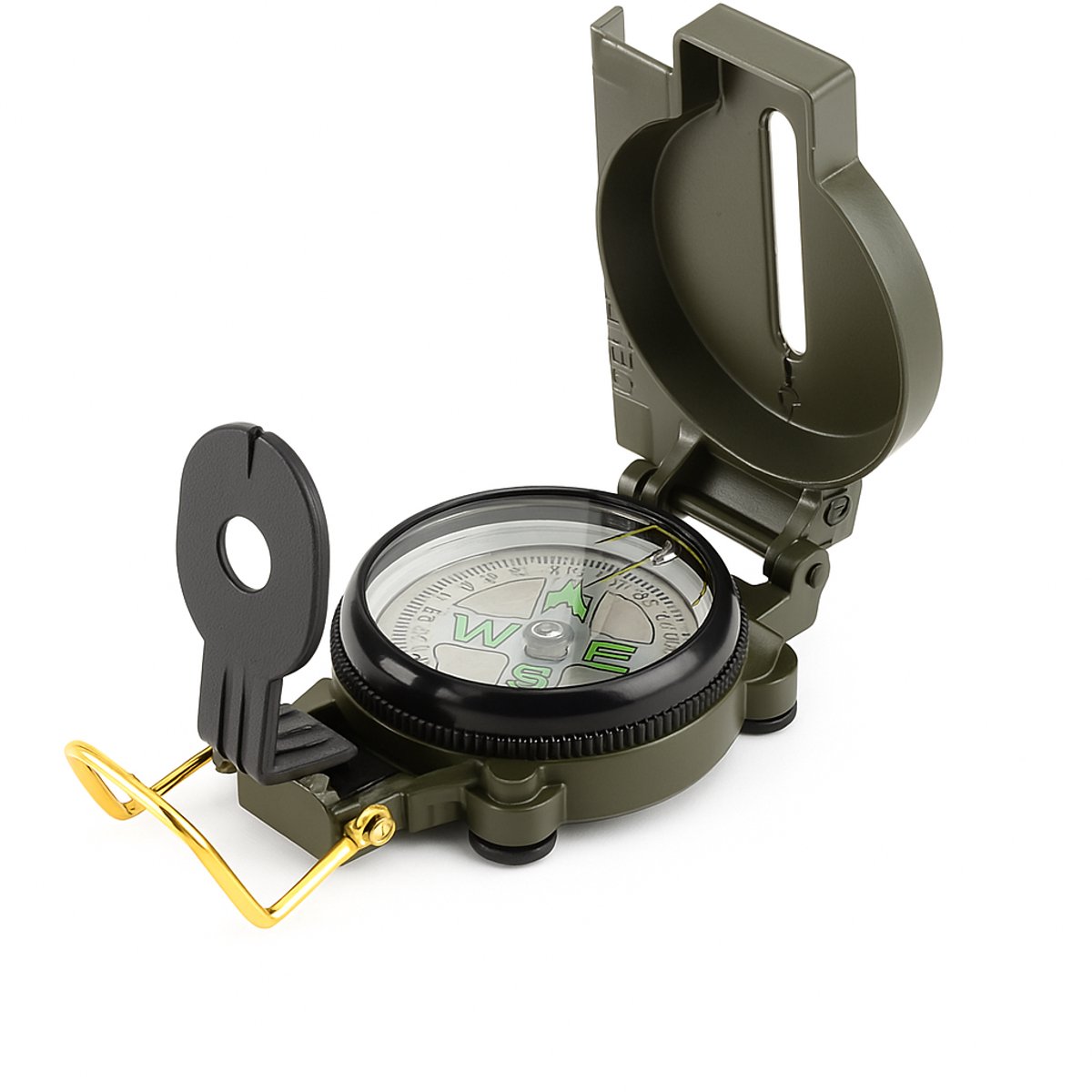 Lensatic Militaire Kompas van Stevig Metaal -Militair - Schokbestendig | Waterdicht- Compass- Lenskompas