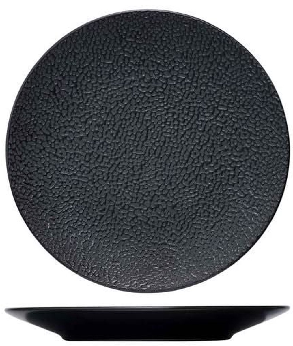 Cosy & Trendy Ontbijtbord Candy Black - 4 Stuks ø 21.5 cm - Porselein - Vaatwasser-, Magnetron- & Ovenbestendig