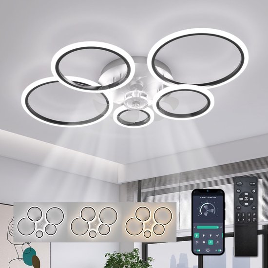 Moderne Smart Lamp Ventilator - Dimbaar - LED Plafond Vent Moderne Smart Lamp Ventilator - Dimbaar - LED Plafond Vent