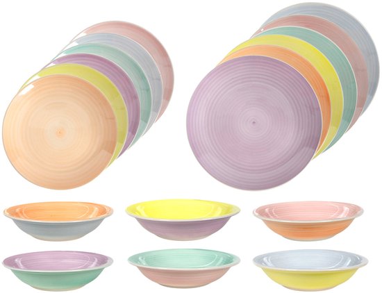 Cookinglife Rhythm & Lines | Bols à Soupe X4 | Céramique | 14 Cm | Bols à Céréales | Multicolore | Lave-vaisselle, Micro-ondes, Four