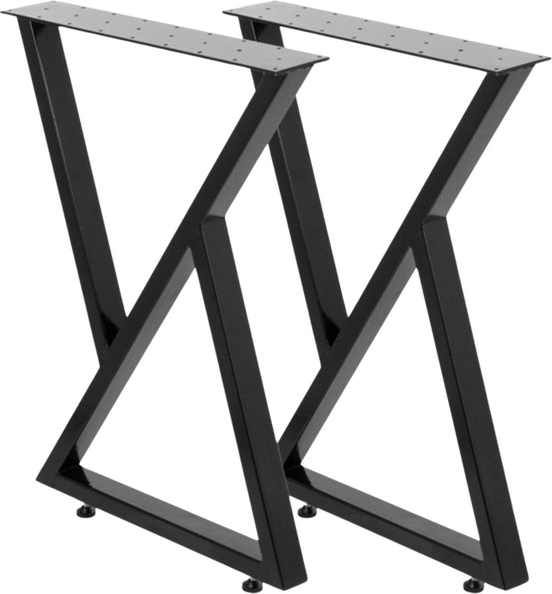 Bolt Edge Tafelpoten - Set van 2 - Metaal zwart - X poot - Meubelpoten - Langwerpig - Tafelonderstel - Tafelframe - 71cm Black