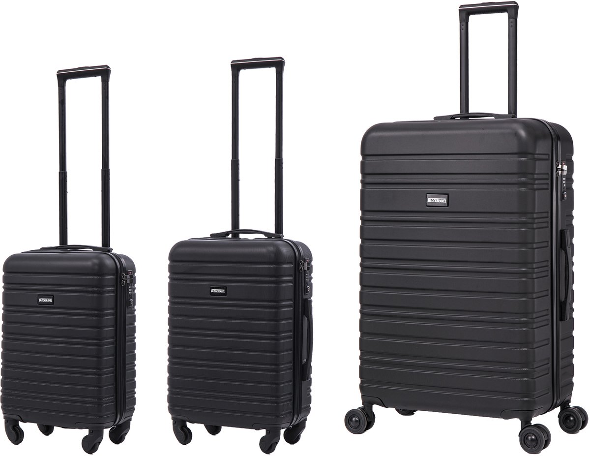 BlockTravel - kofferset - 3 delig - ABS - ruimbagage en handbagage - 29 29 en 74 liter - inbouw TSA slot - zwart