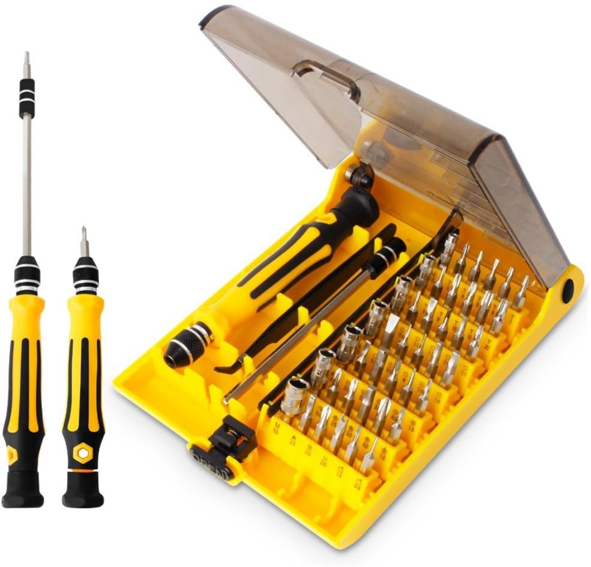 Mini Schroevendraaierset 45-in-1 met Precisie Bits en Pincet voor Diverse Reparaties