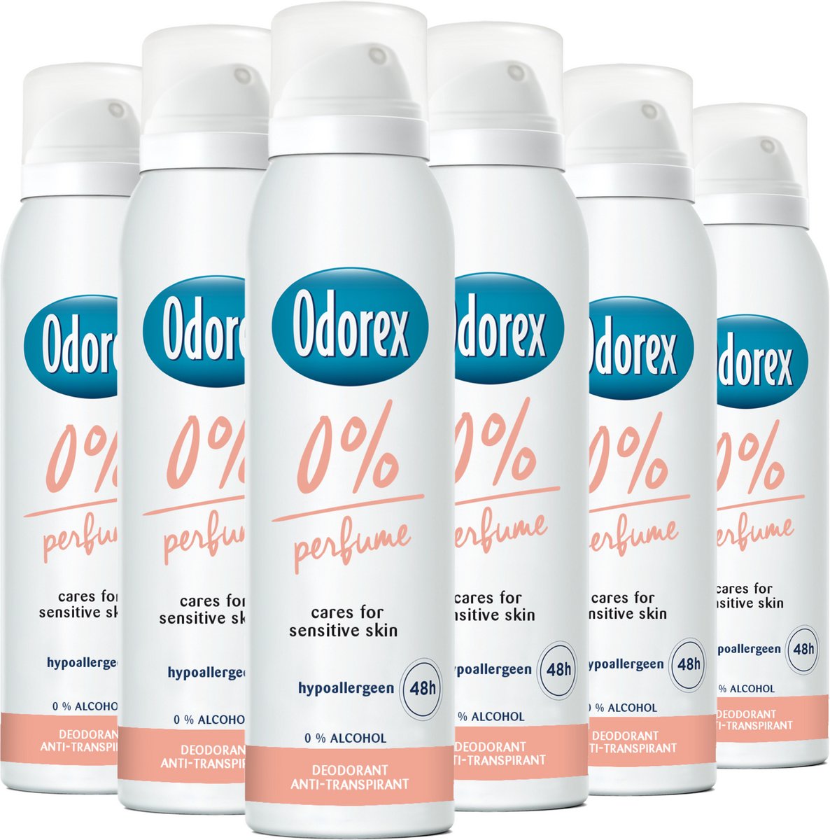 Goedkoopste Odorex 0 Parfum Anti-Transpirant Deodorant Spray - 6x 150ml - Voordeelverpakking