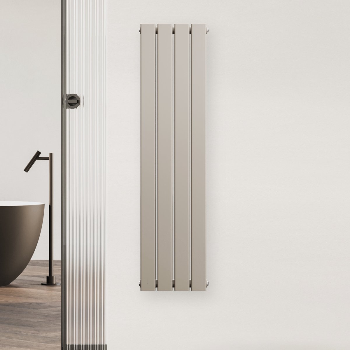 Blumfeldt Heizkörper Middenaansluiting - 612 W Wandheizkörper, Design-Heizkörper met ½'' Centrale aansluiting, Energiebesparende Warmwaterwerking, 120x30 cm, Zand