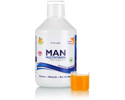 Hoogwaardige Vloeibare MAN Multivitamine -Energieverhogend-Ondersteuning spiergroei en herstel-Bot gezondheid-hartgezondheid-Libido-Multivitamine met BCAA’s-Vitamins-Mineralen-Bio life -Ginseng- Vegan- Glutenvrij- Lactosevrij-GMO-vrij- 500 ML