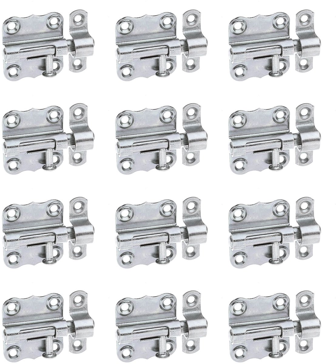Alberts 841621 grendel | met knopgreep en zonder veer | galvanisch verzinkt, gechromateerd | plaat 33 x 35 mm | bout-Ø 7 mm | Set van 12