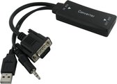 Dolphix VGA + 3,5mm Jack naar HDMI adapter met HDCP / zwart - 0,15 meter
