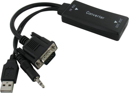 Adaptateur Dolphix VGA + Jack 3,5 mm vers HDMI avec HDCP / noir - 0,15  mètre