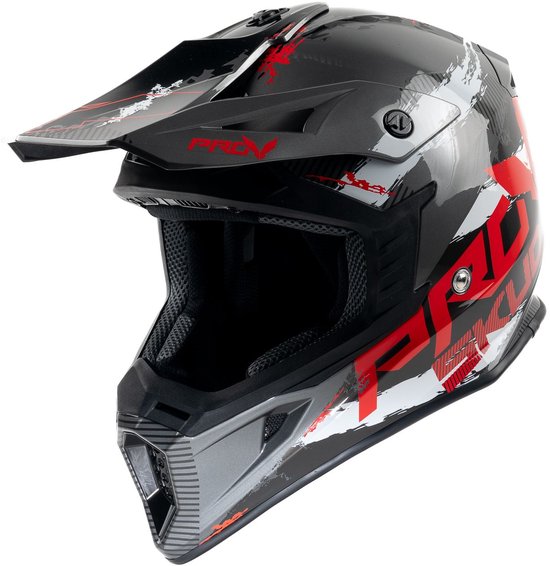 Motor Cross Crosshelm SKUD STO Rood/Zwart M van MOTOBLOUZ