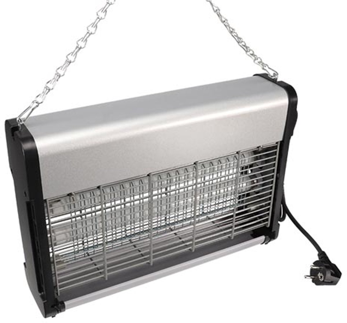Bol.com Perel Elektrische UV insectenverdelger binnen, 2800V spanningsrooster, stille vliegenlamp met verwijderbare metalen opva... aanbieding