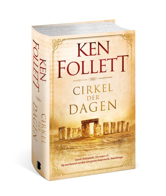 Boek 'Cirkel der dagen' van Ken Follett, met op de kaft Stonehenge en de tekst 'Groot-Brittannië, 25e eeuw v.C. Op een heuvel verrijst een groots bouwwerk: Stonehenge.'