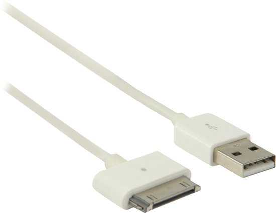 Nedis 30-pins Apple Dock naar USB-A kabel - USB2.0 - tot 2A / wit - 1 meter  | bol.com