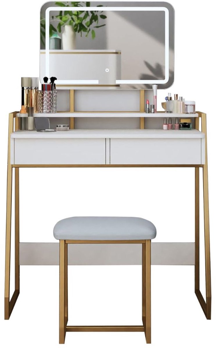 CRLYN® Make Up Tafel met Spiegel - Kaptafel voor Meisjes - Hollywood Spiegel met Verlichting