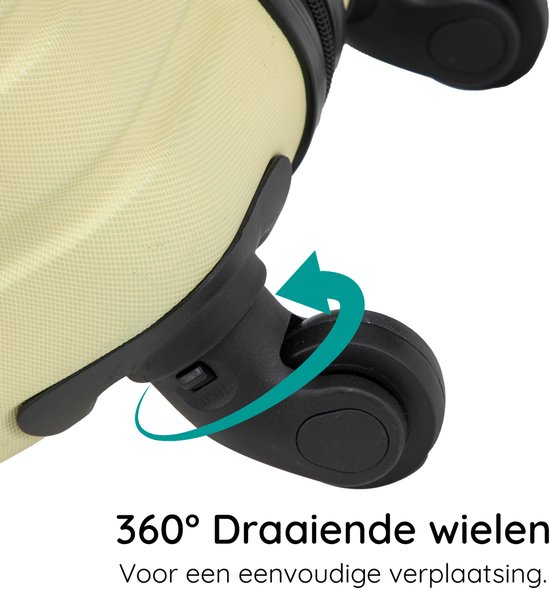 BlockTravel® Reiskoffer Groot 74L - Harde Koffer met TSA-slot - 4 Spinner Wielen - Lichtgewicht Koffer Groot 4 Wielen - Ruimbagage Koffer - Valies Grote Koffer - Koffer Large - 72cm - Licht geel