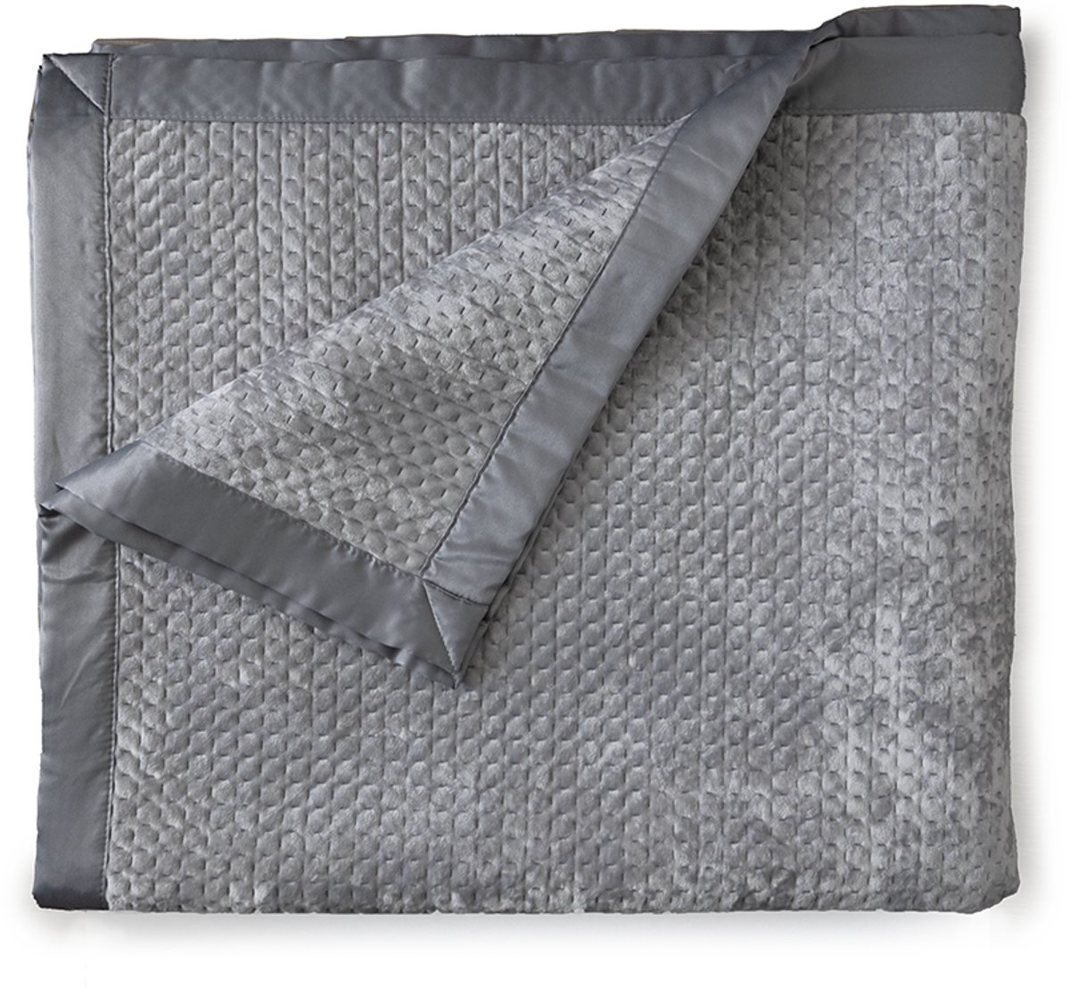 LINNICK Velvet Sprei - Silver Grey - 270x260cm - Bedsprei Lits Jumeaux - Spreien - Bedsprei 270x260