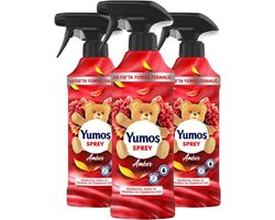 Yumos Textielverfrisser Amber textielspray verwijdert geuren en laat een frisse geur achter - 3x 450ml