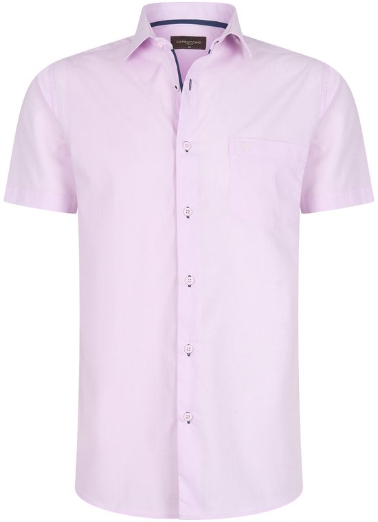 Cappuccino Italia - Heren Overhemden Korte Mouw Palermo - Roze - Maat L