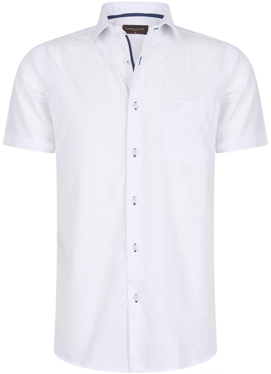 Cappuccino Italia - Heren Overhemden Korte Mouw Palermo - Wit - Maat XL