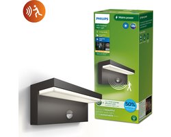 Philips LED Philips Bustan wandlamp - Ultra Efficient - antraciet - met sensor - 3,8W