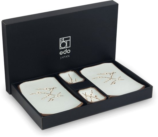 Edo Japon | SOSHUN | Set de Services de table à sushis japonais | 6 pièces | 2 personnes | Motif de Bloem