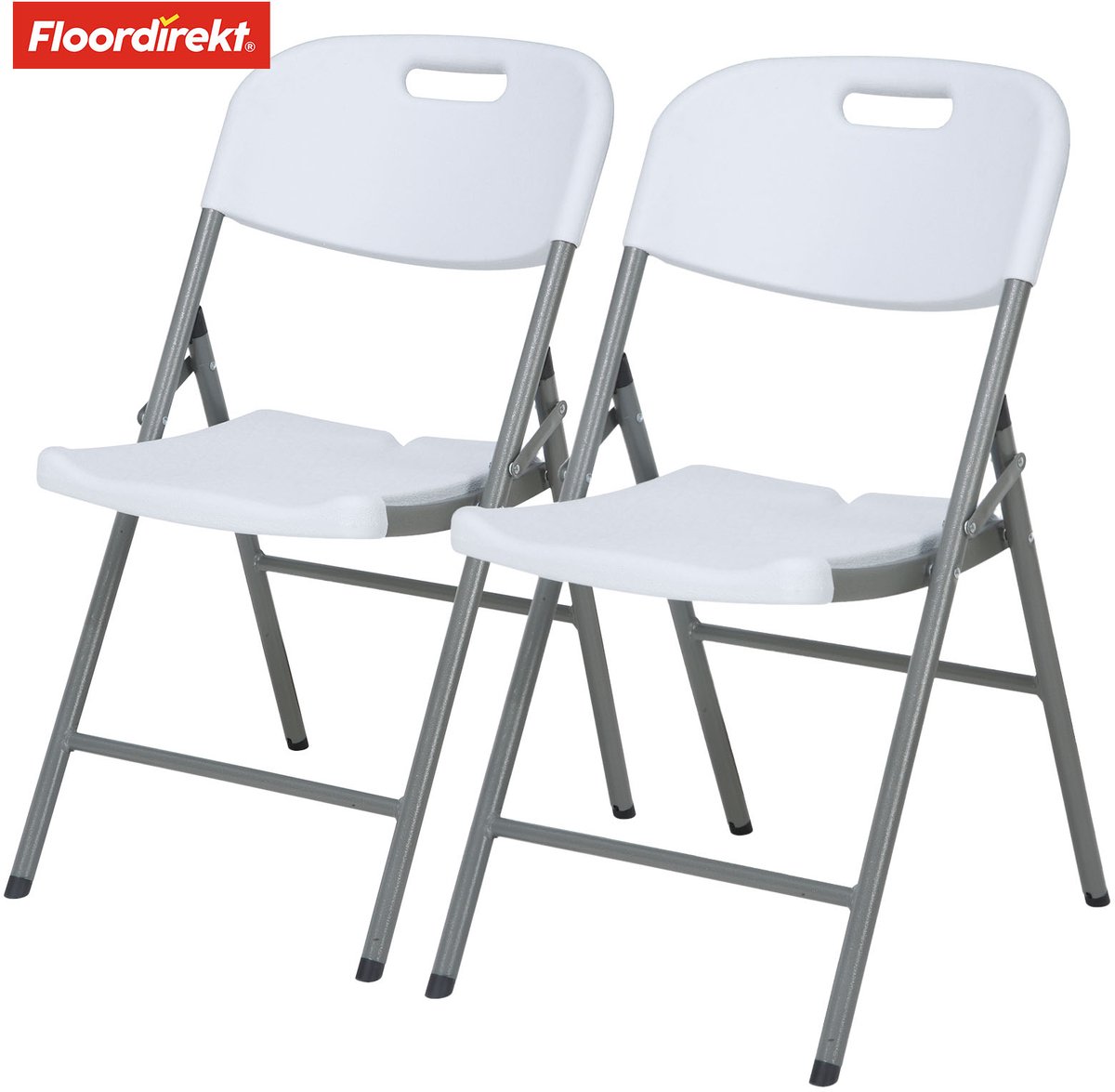 FLOORDIREKT Vouwstoel Okinawa - Robuuste en Comfortabele Stoel - voor Binnen en Buiten - Set van 2 - Wit