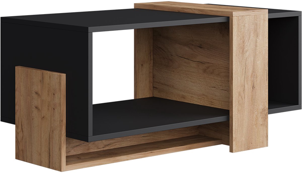 Vicco Aven Salontafel – 91.8 x 49 cm Antraciet/gouden eik Antraciet/Goudkleurig Eiken