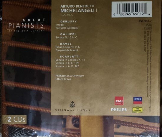 Achterkant CD-hoes: "Great Pianists of the 20th Century", met 2 CD's.