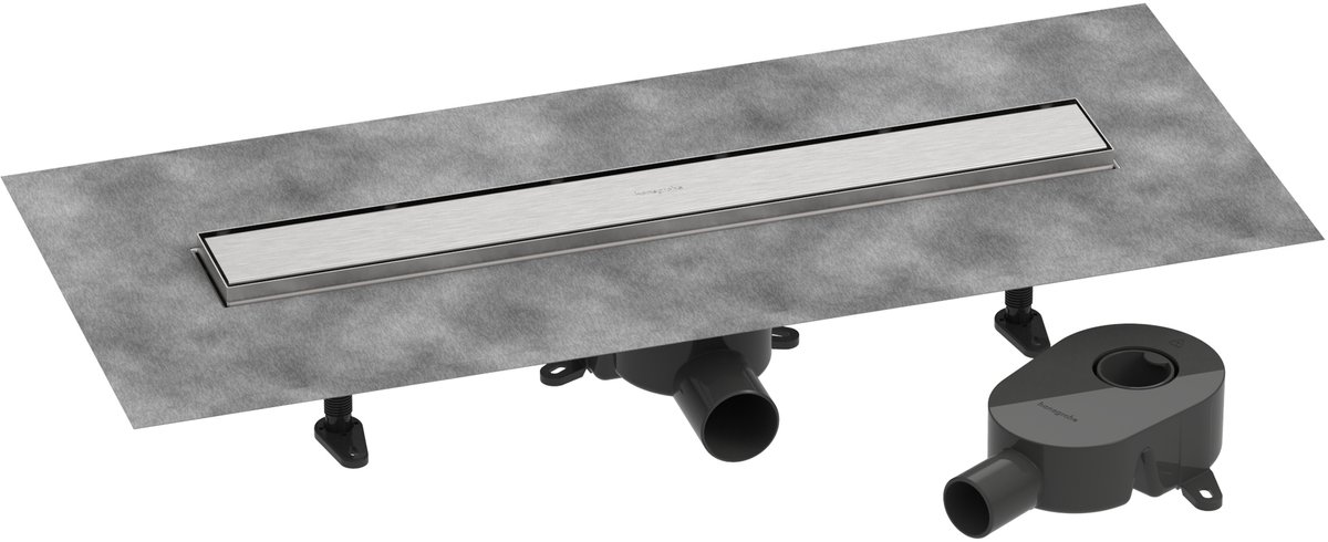 Hansgrohe RainDrain Go - Douchegoot 60 cm met dubbelzijdig rooster, voor tegelinzet, geborsteld roestvrij staal 56271800